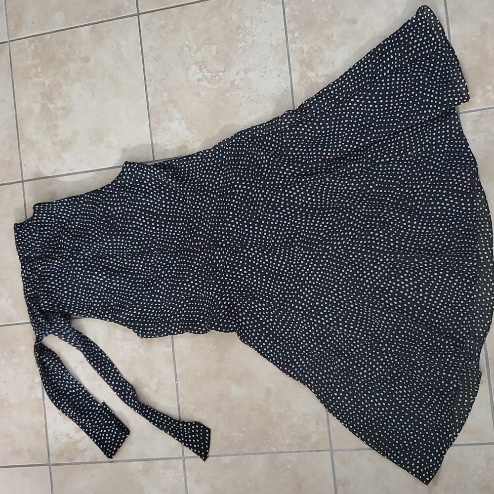 American Living Black White Polka-dot Dress Sleeveless Adjustable Neck String s4 - Picture 5 of 11